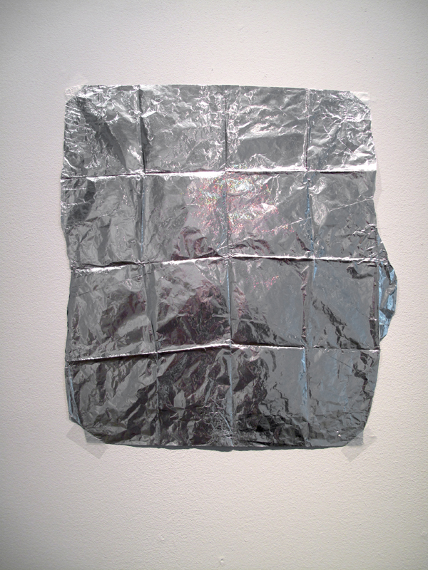 Sam Keogh: Shroud, tin foil, tape, 2011; Image courtesy David Beattie and the Oonagh Young Gallery.